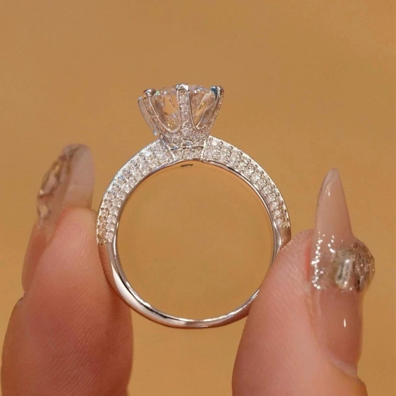 Women's 4.58g Moissanite Engagement Ring in S925 Silver